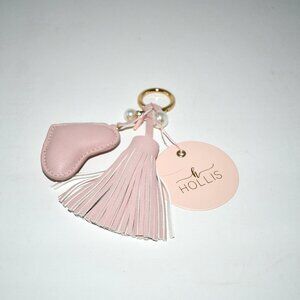 Hollis Blush Dusti Rose Heart Keychain – Gold Hardware, Tassel Accent, N